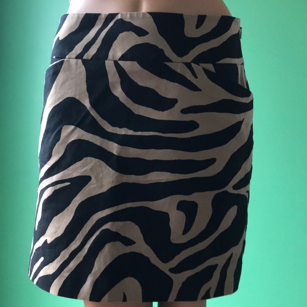 LOFT Black and Tan Zebra Print Skirt